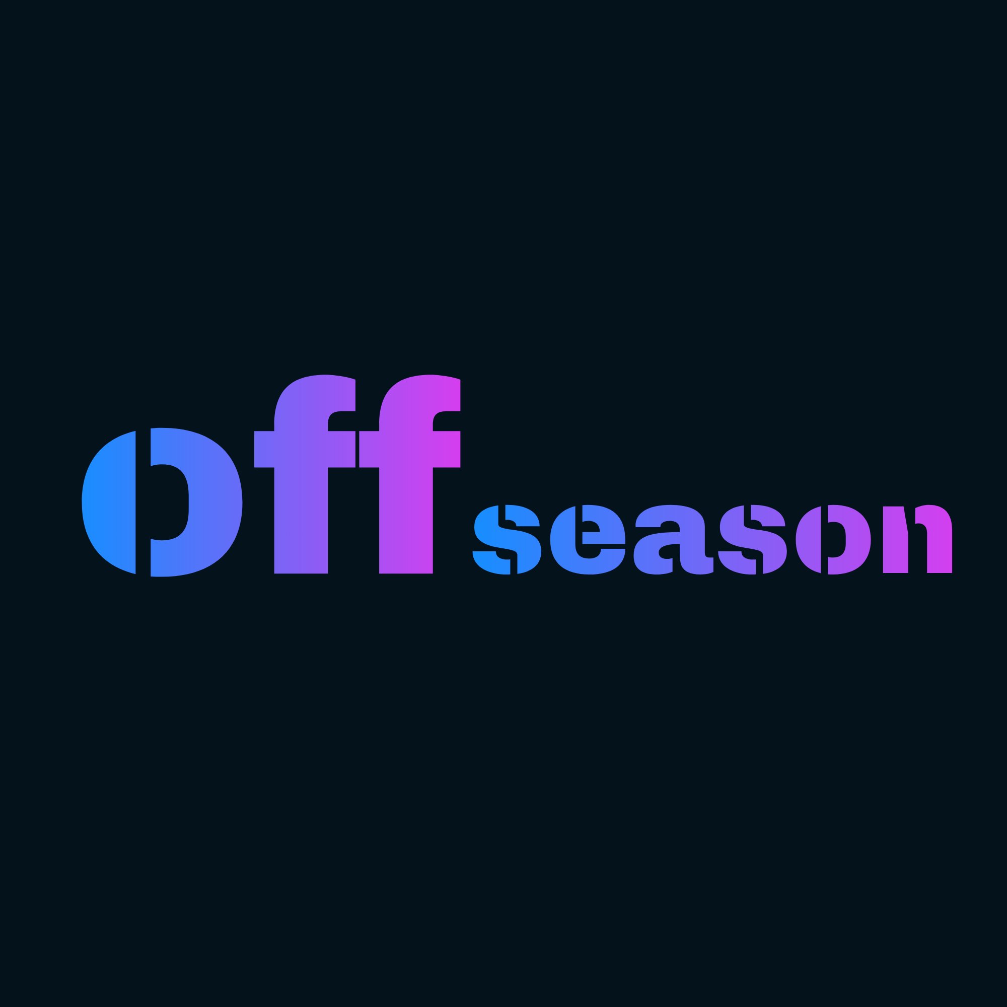 Horizontal gradient wordmark on dark background